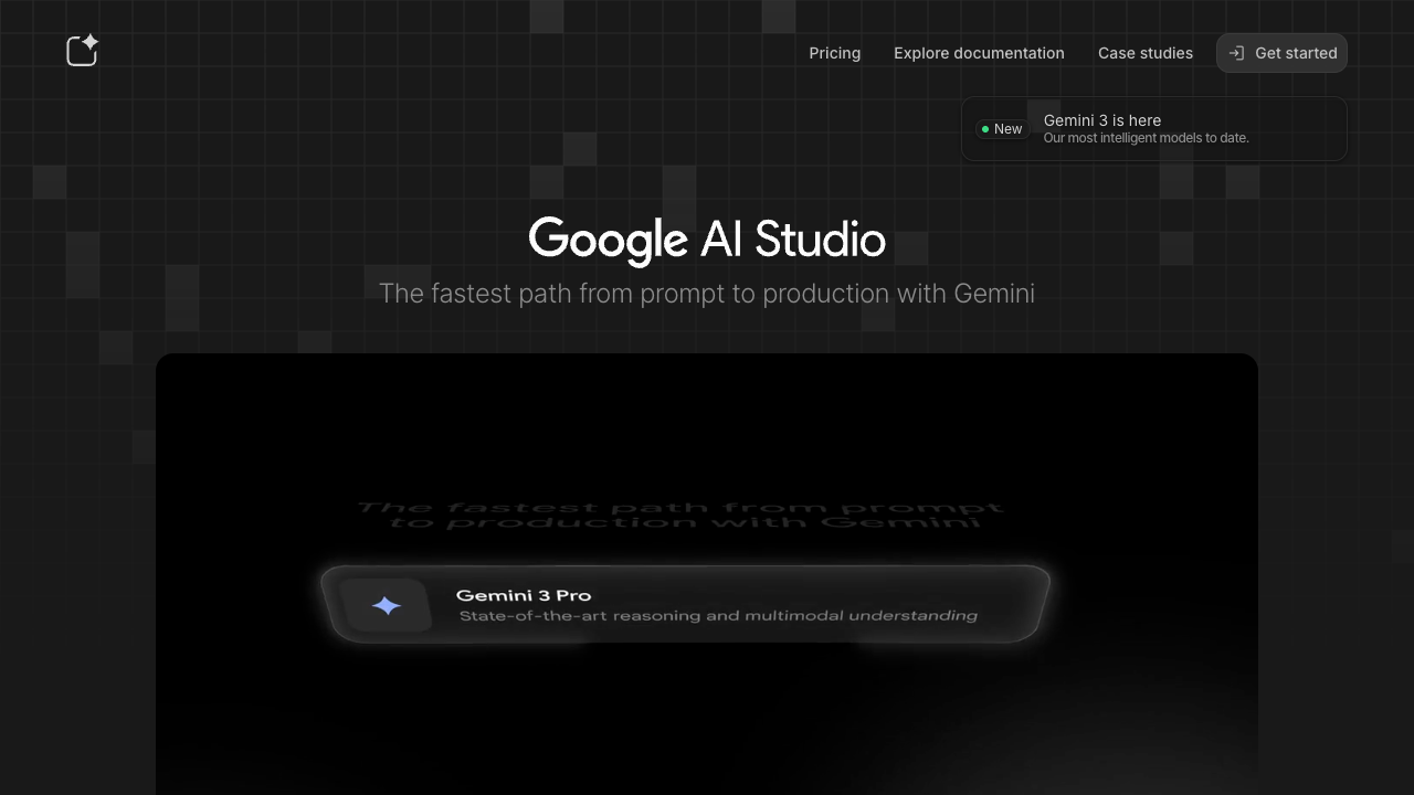 Google AI Studio welcome page